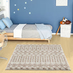 Moroccan Ivory Beige Shaggy Rug