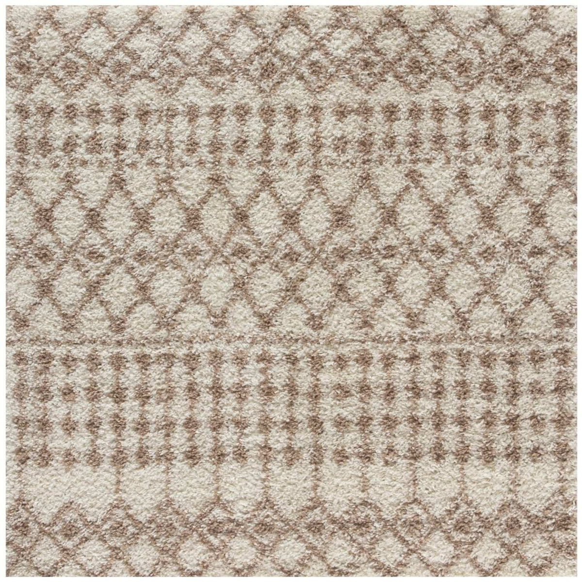 Moroccan Ivory Beige Shaggy Rug 120X120 cm