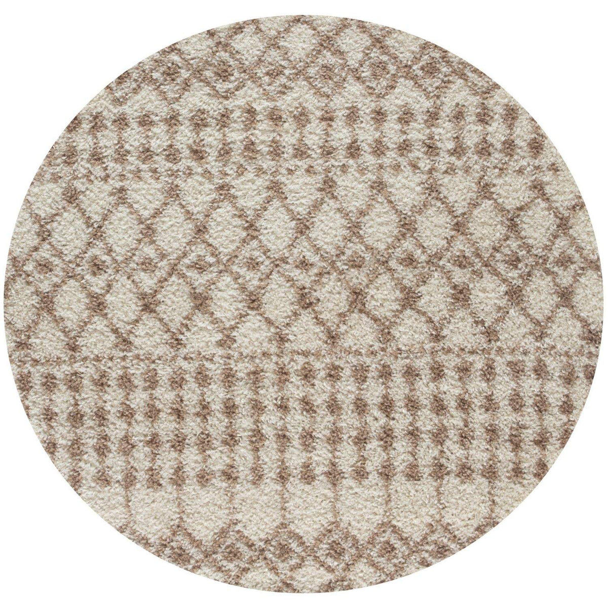 Moroccan Ivory Beige Shaggy Rug Ø 120 cm