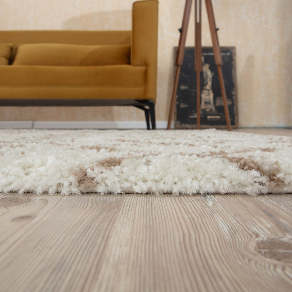Moroccan Ivory Beige Shaggy Rug