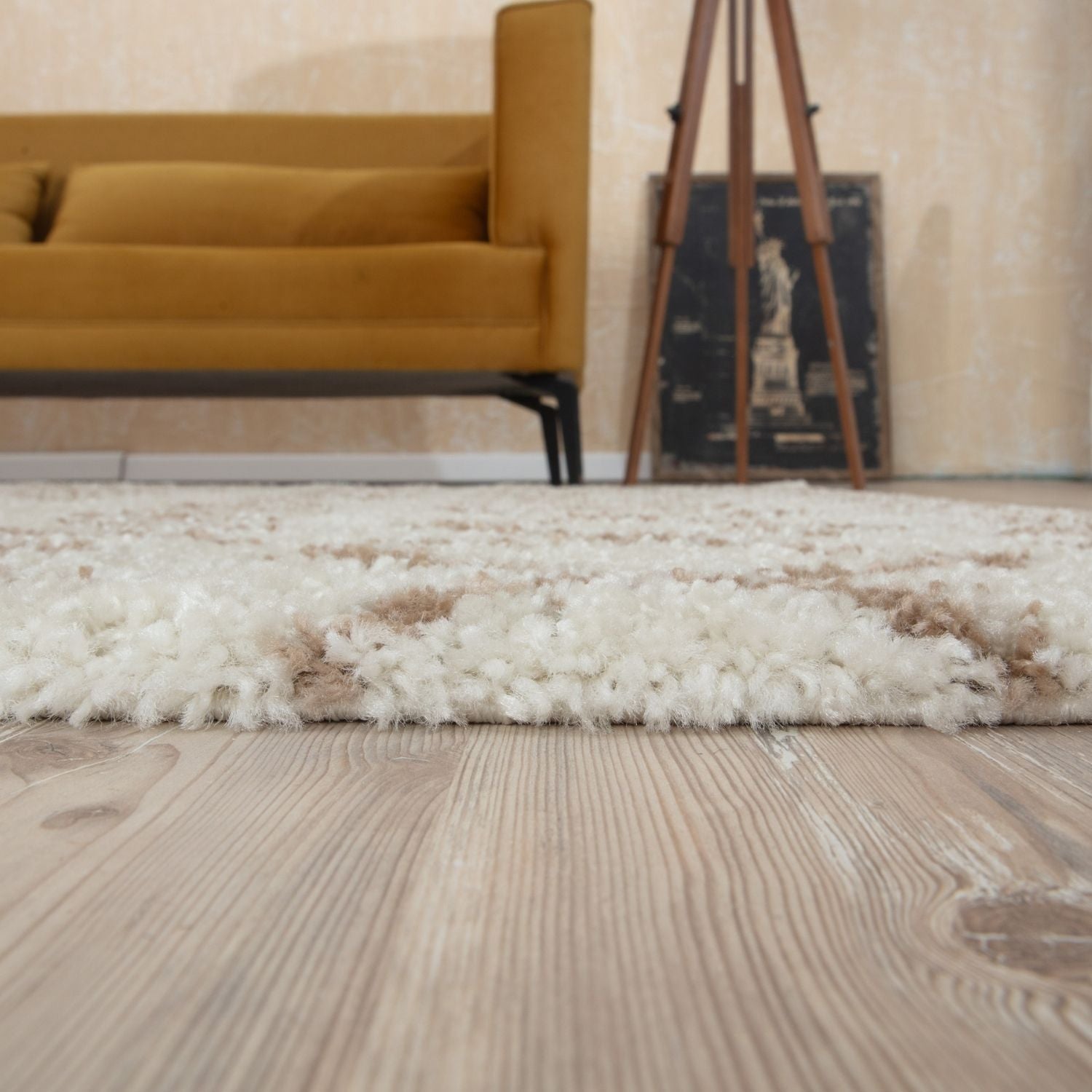 Moroccan Ivory Beige Shaggy Rug