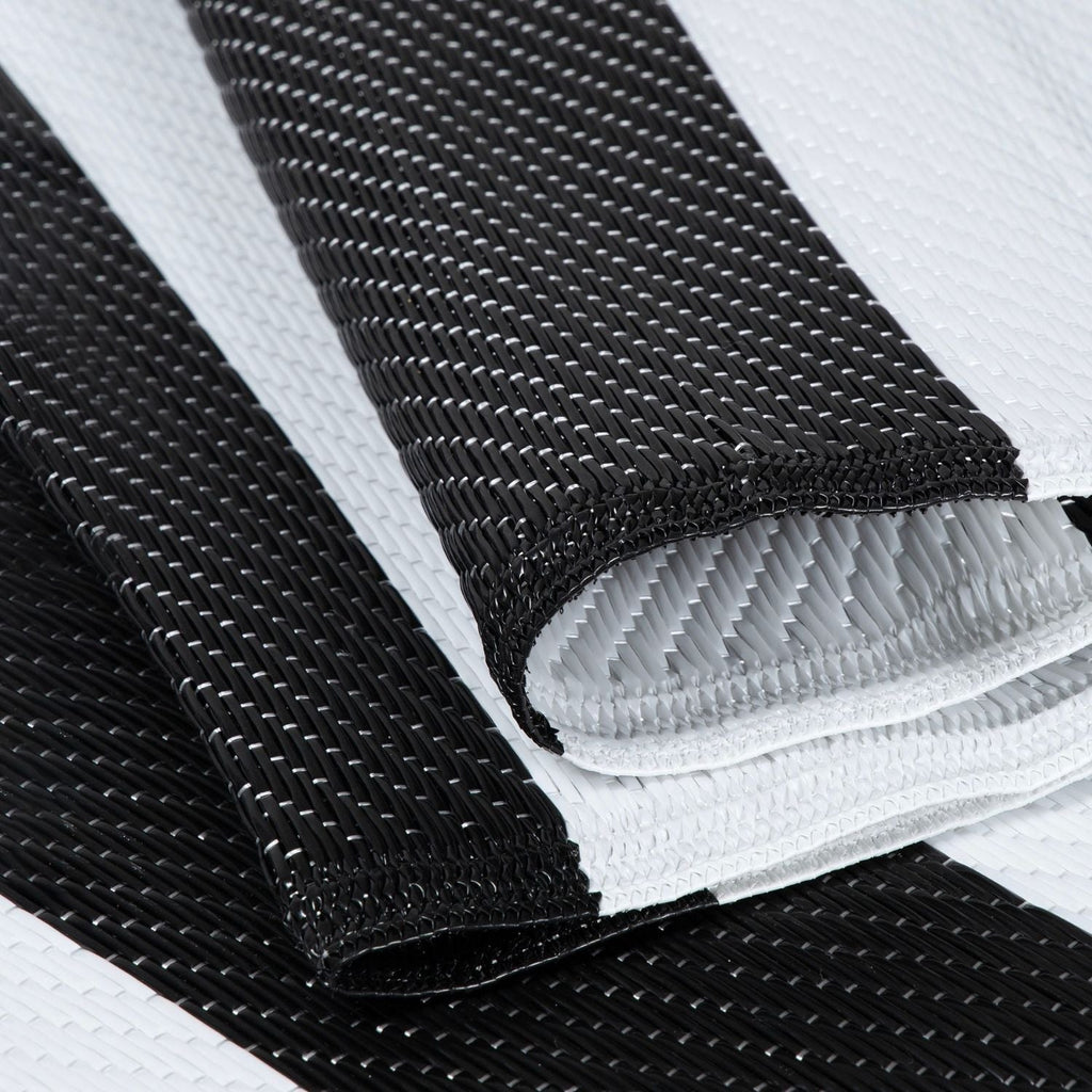 Rainbow Outdoor Rug Black & White