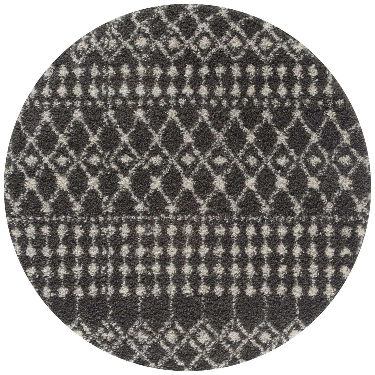 Moroccan Dark Grey Shaggy Rug Ø 120 cm