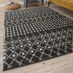 Moroccan Dark Grey Shaggy Rug