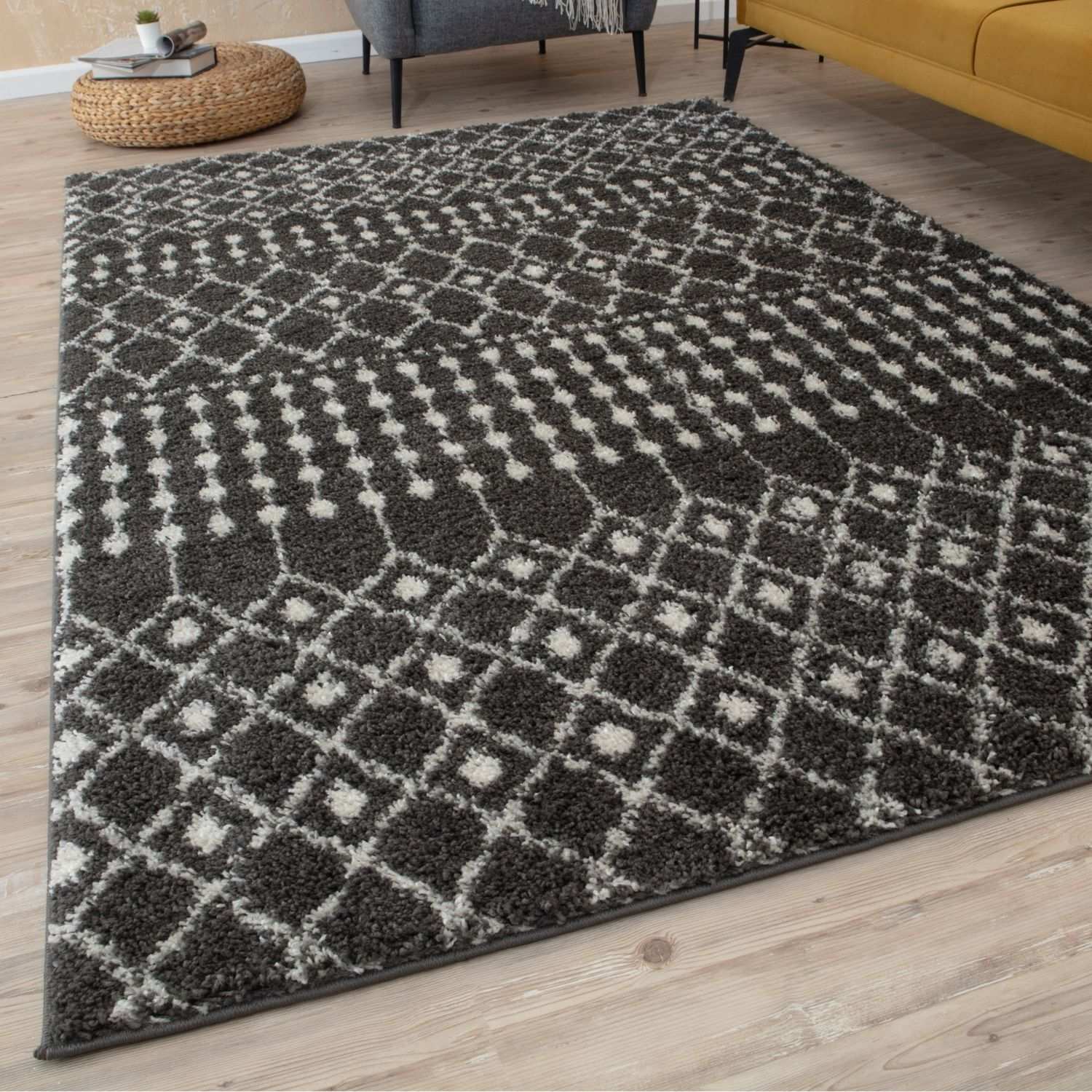 Moroccan Dark Grey Shaggy Rug