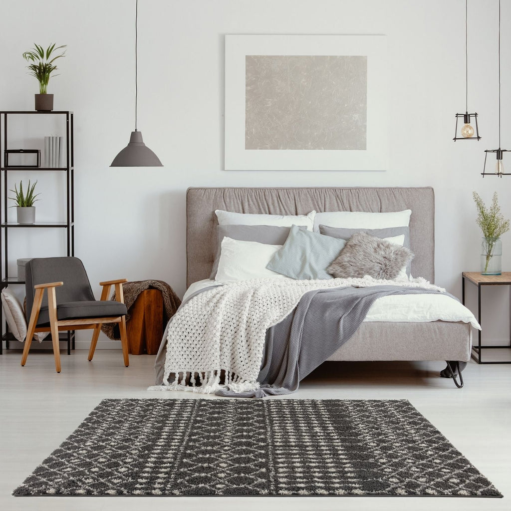 Moroccan Dark Grey Shaggy Rug