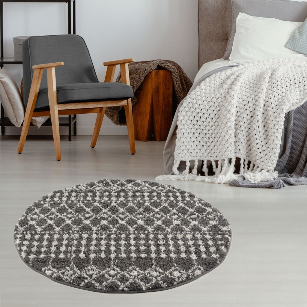 Moroccan Dark Grey Shaggy Rug