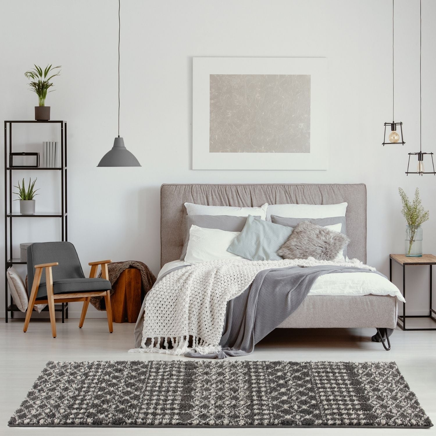 Moroccan Dark Grey Shaggy Rug