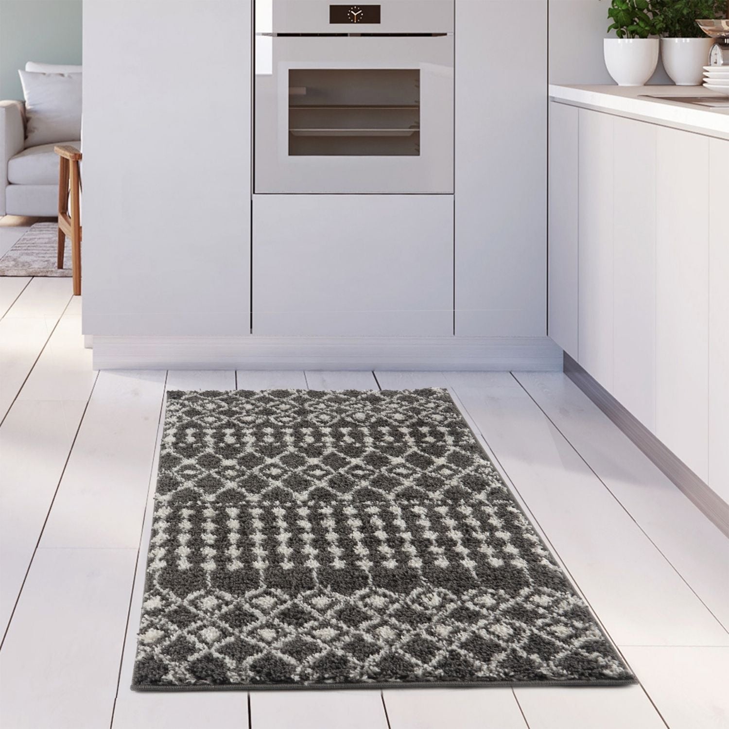 Moroccan Dark Grey Shaggy Rug
