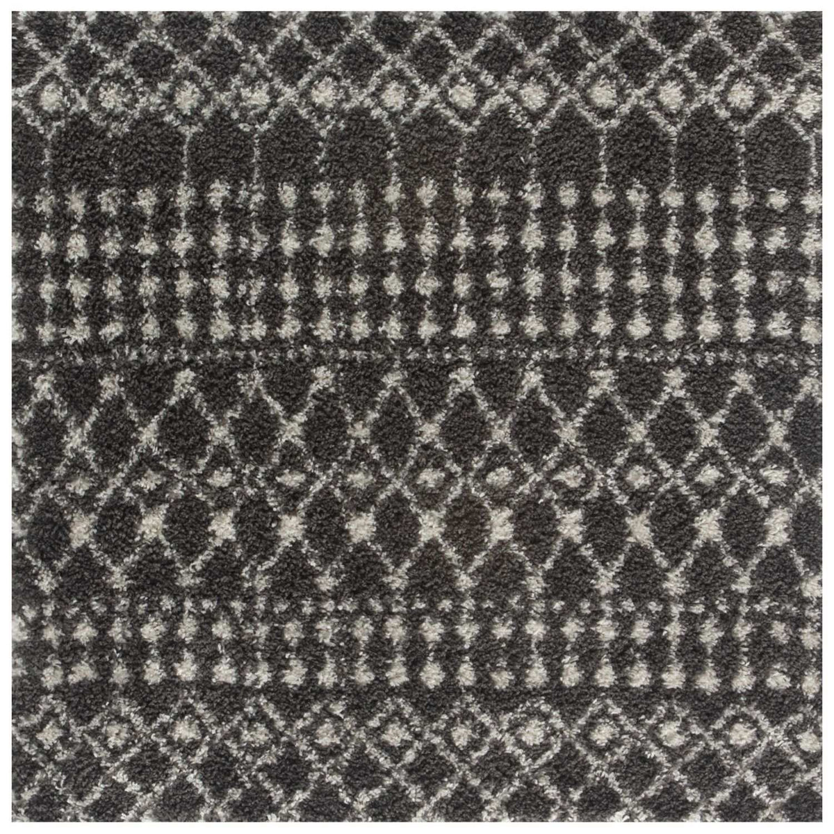Moroccan Dark Grey Shaggy Rug 120X120 cm
