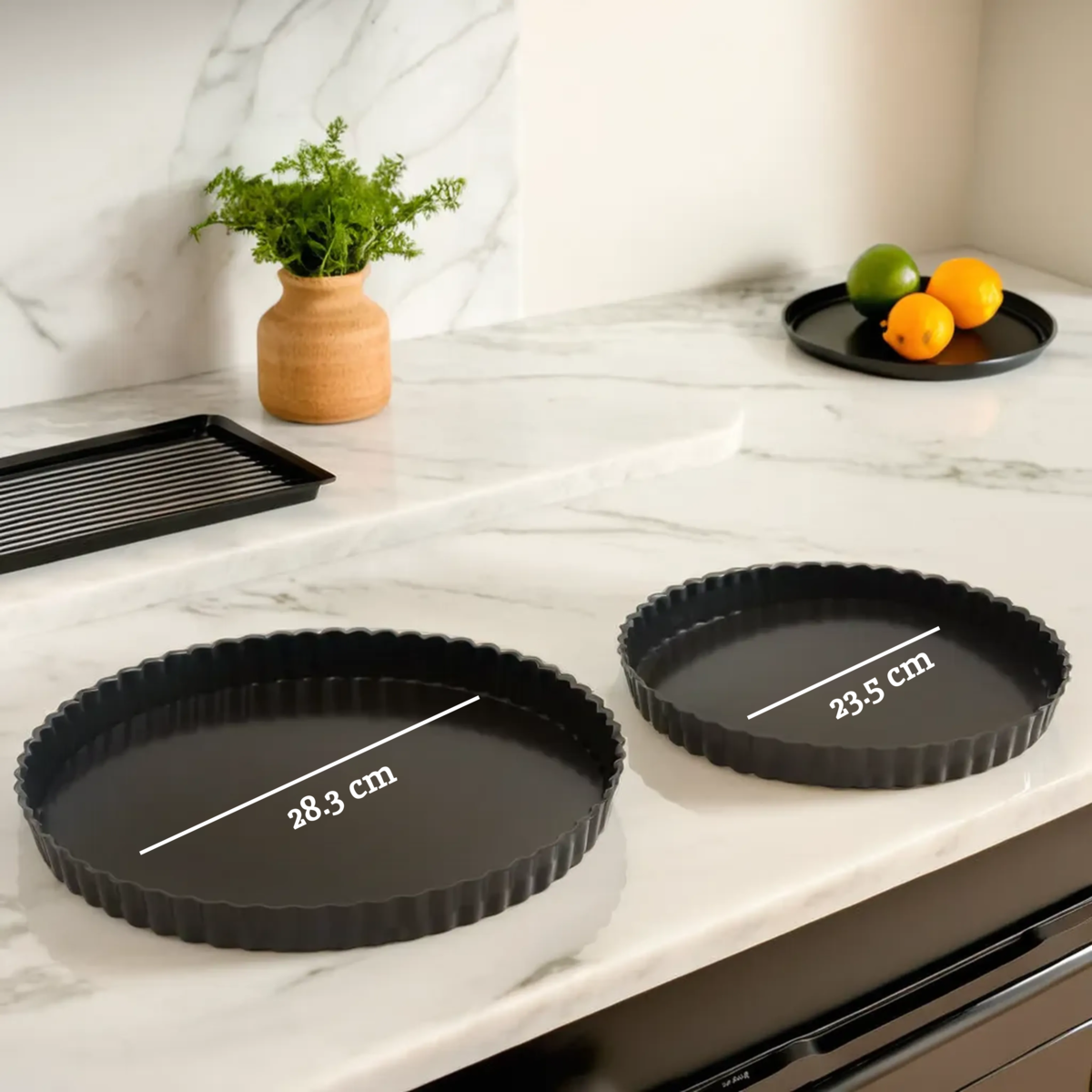 Set Of Two Fluted Flan Tins