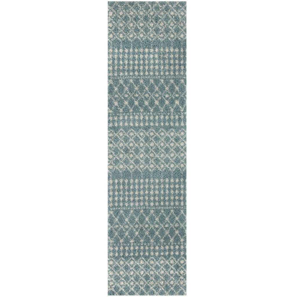 Moroccan Duck Egg Blue Shaggy Rug 80X300 cm