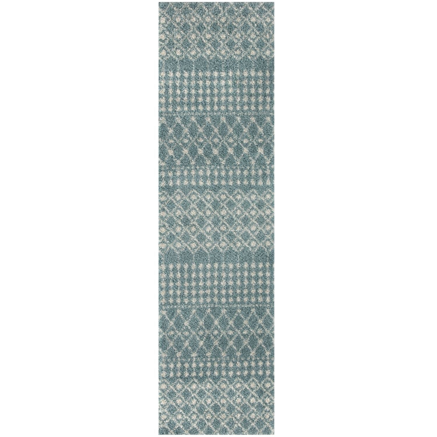 Moroccan Duck Egg Blue Shaggy Rug 80X300 cm