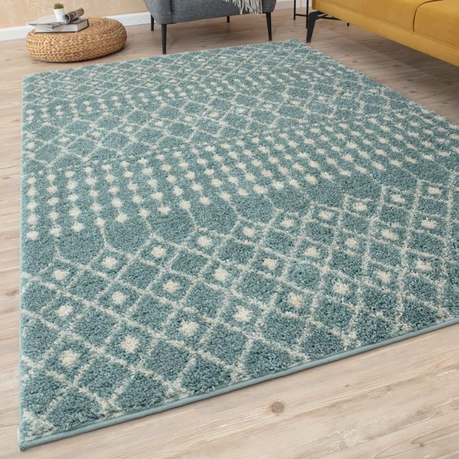 Moroccan Duck Egg Blue Shaggy Rug