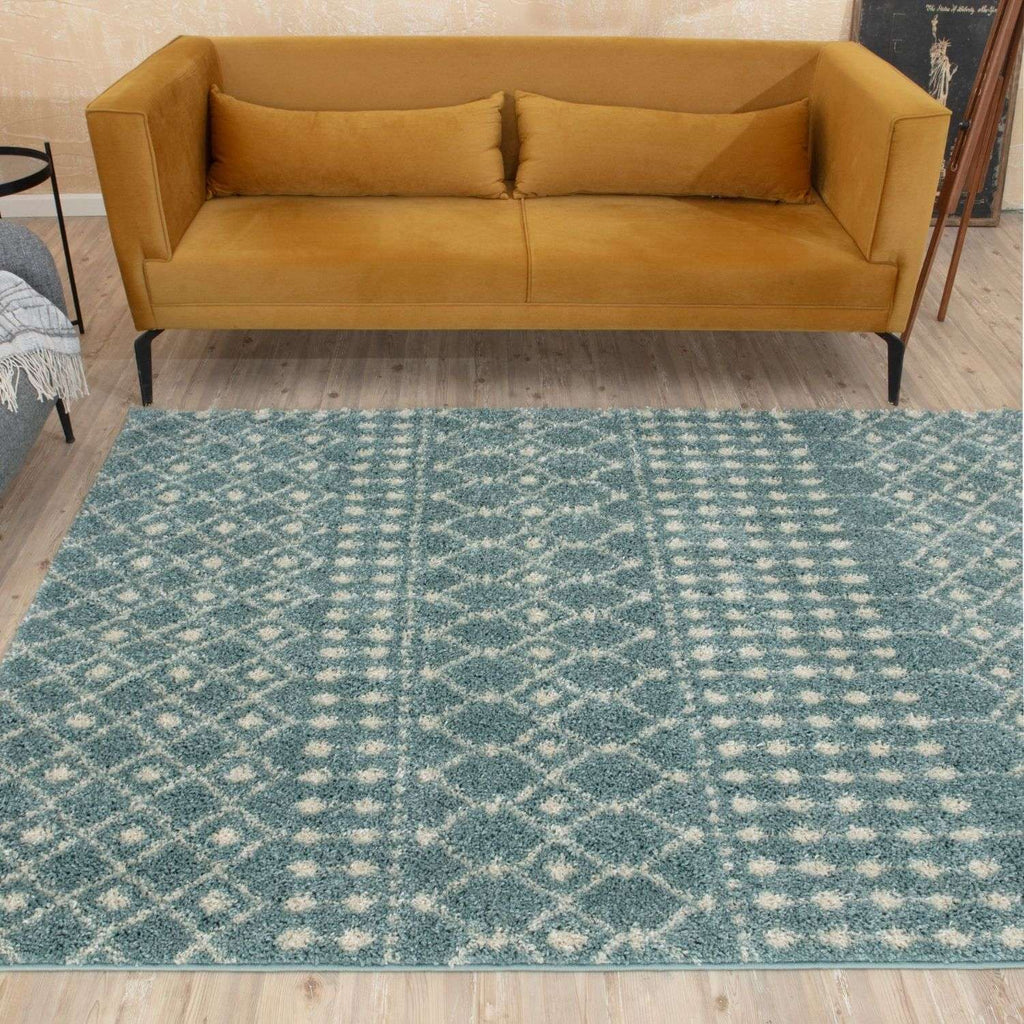 Moroccan Duck Egg Blue Shaggy Rug