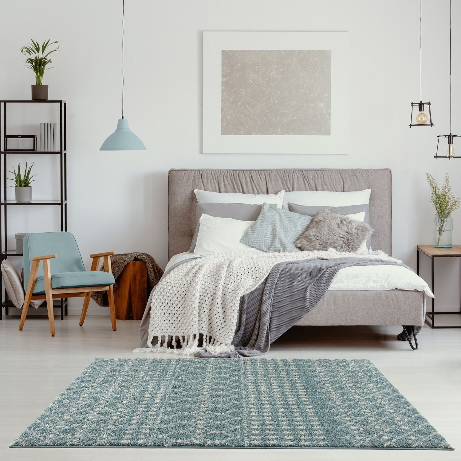 Moroccan Duck Egg Blue Shaggy Rug