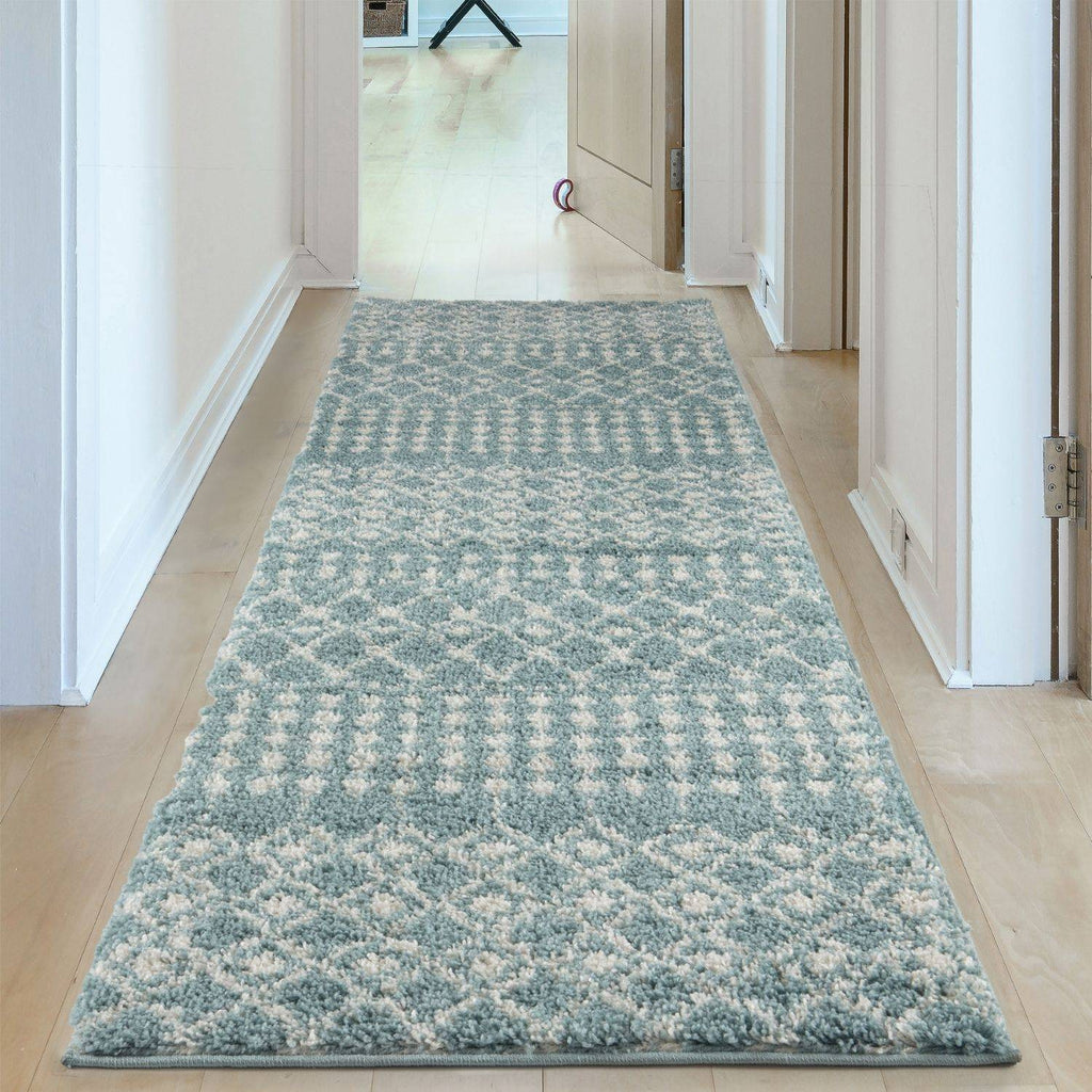 Moroccan Duck Egg Blue Shaggy Rug