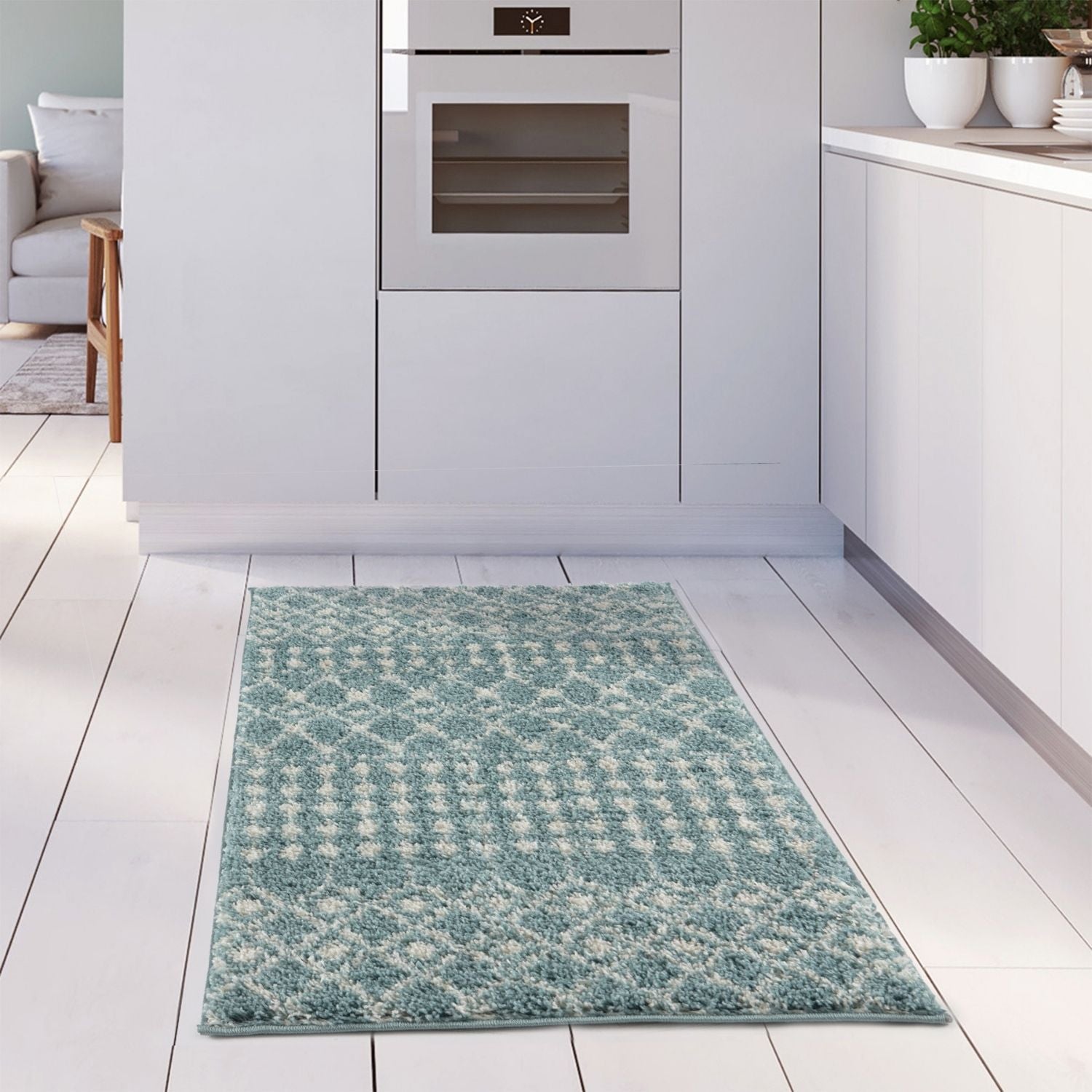Moroccan Duck Egg Blue Shaggy Rug