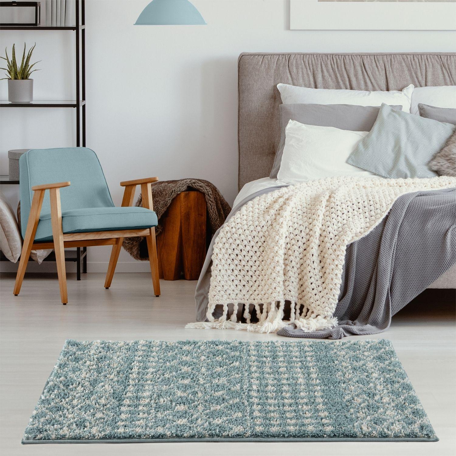 Moroccan Duck Egg Blue Shaggy Rug