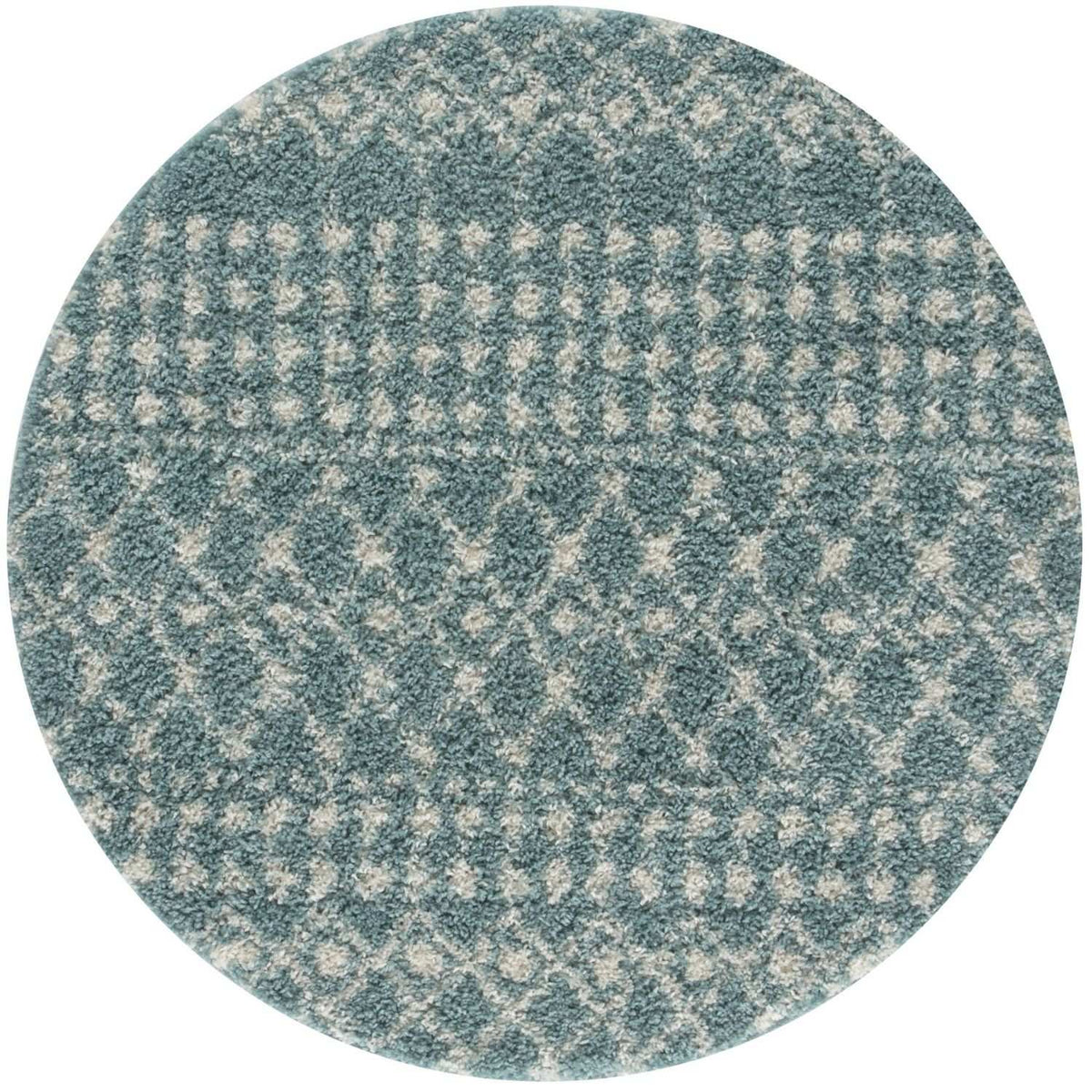 Moroccan Duck Egg Blue Shaggy Rug Ø 120 cm