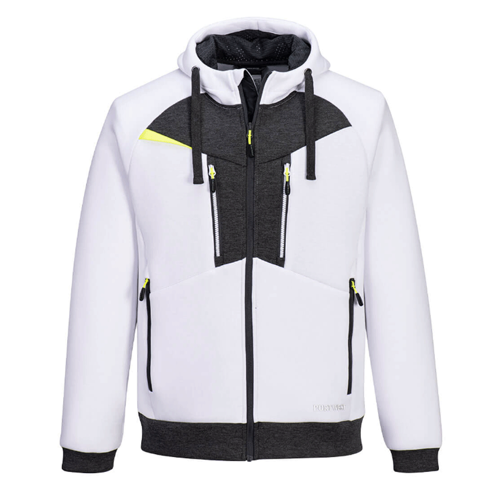 Portwest DX472 DX4 Moisture Wicking Full Zip Work Hoodie Various Colours White
