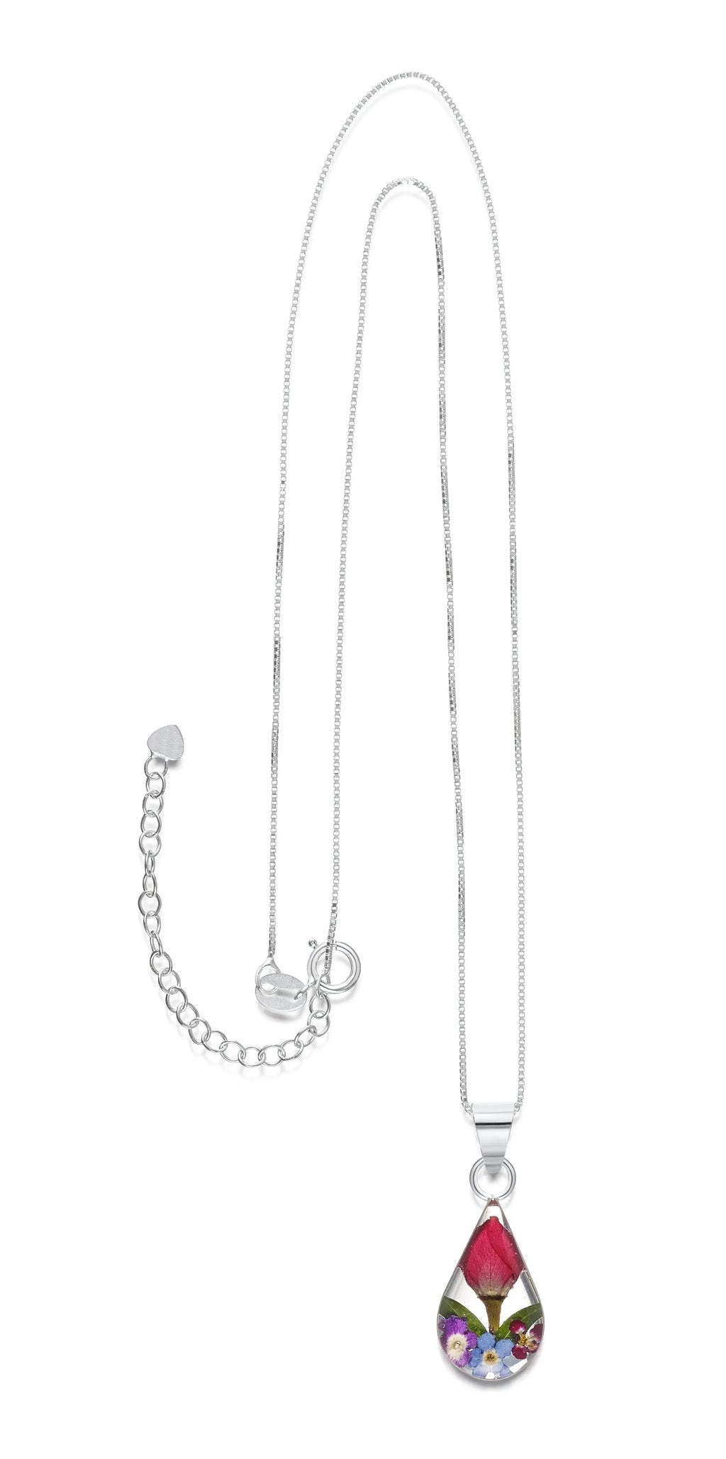 Mixed Flower Teardrop Pendant Necklace - Style 1