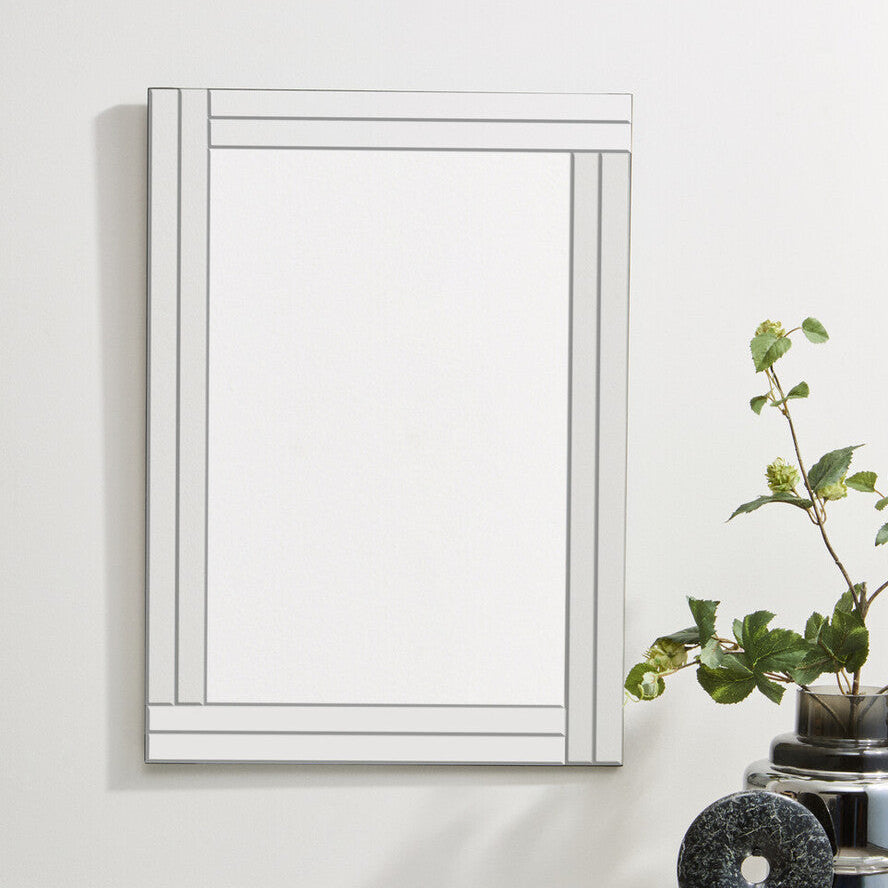 Bevelled Edge Wall Mirror with Double Line Frame
