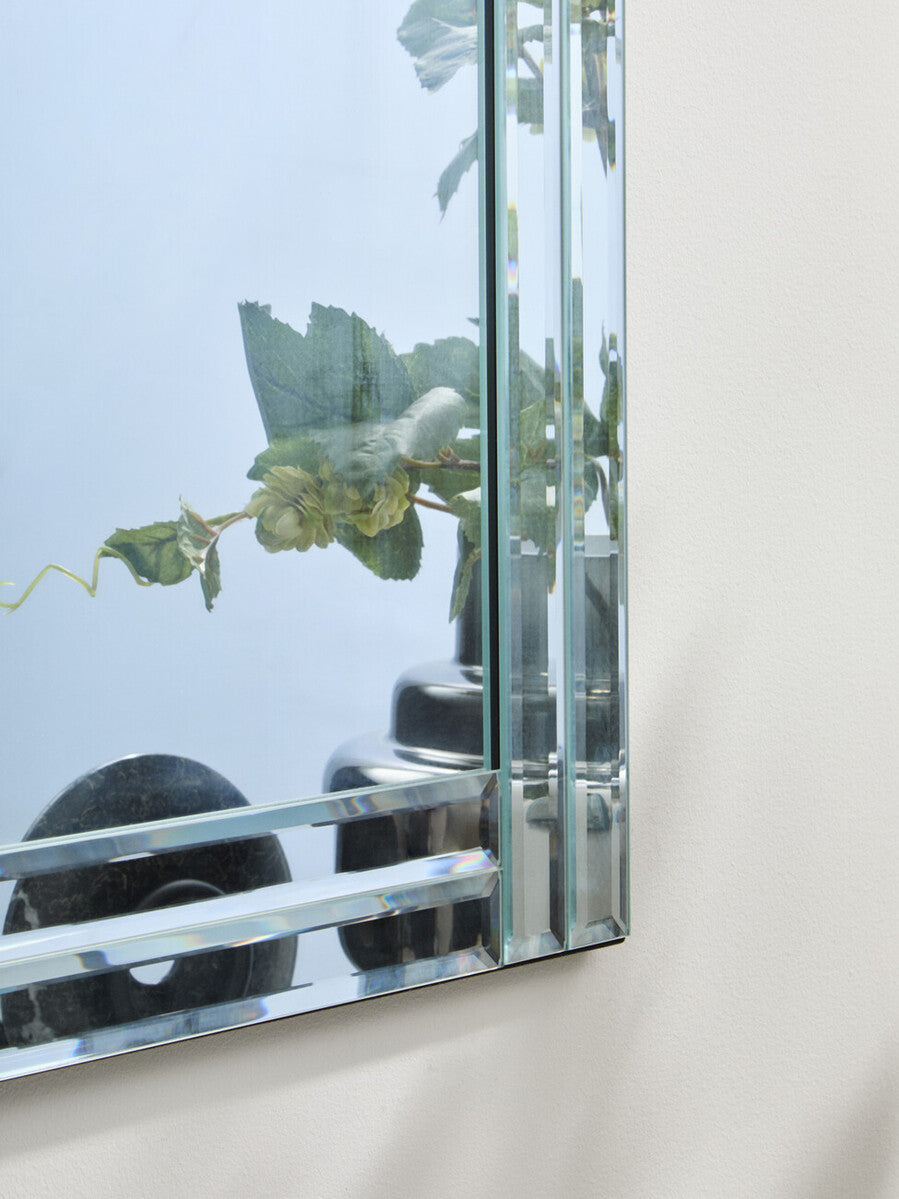 Bevelled Edge Wall Mirror with Double Line Frame