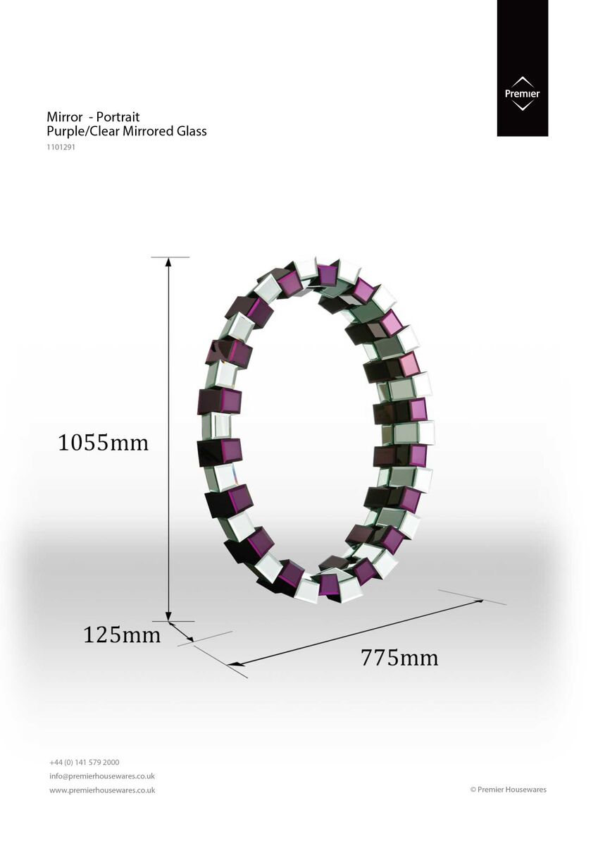 Purple Mirrored Glass Wall Mirror