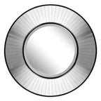 Black Linear Strip Round Wall Mirror