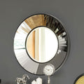 Black Linear Strip Round Wall Mirror