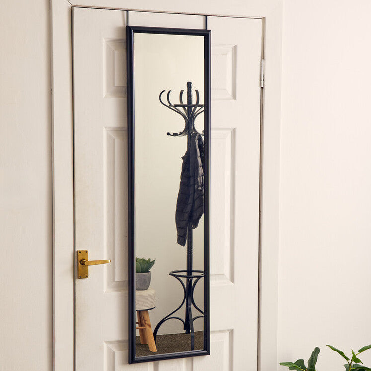 Black Plastic Frame Over Door Mirror