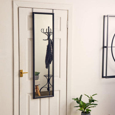 Black Plastic Frame Over Door Mirror