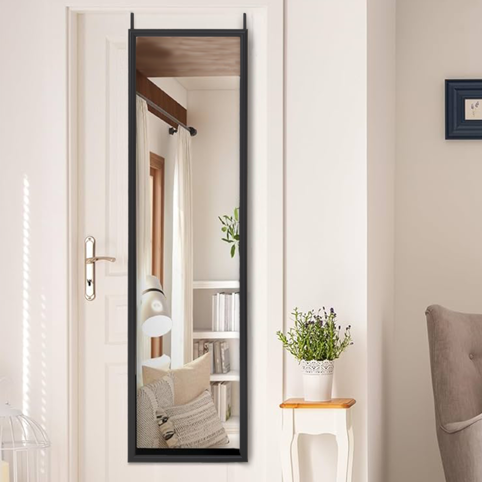 Black Plastic Frame Over Door Mirror