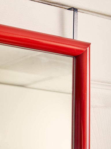 Red Plastic Frame Over Door Mirror