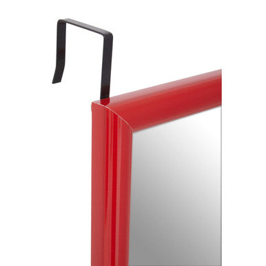 Red Plastic Frame Over Door Mirror