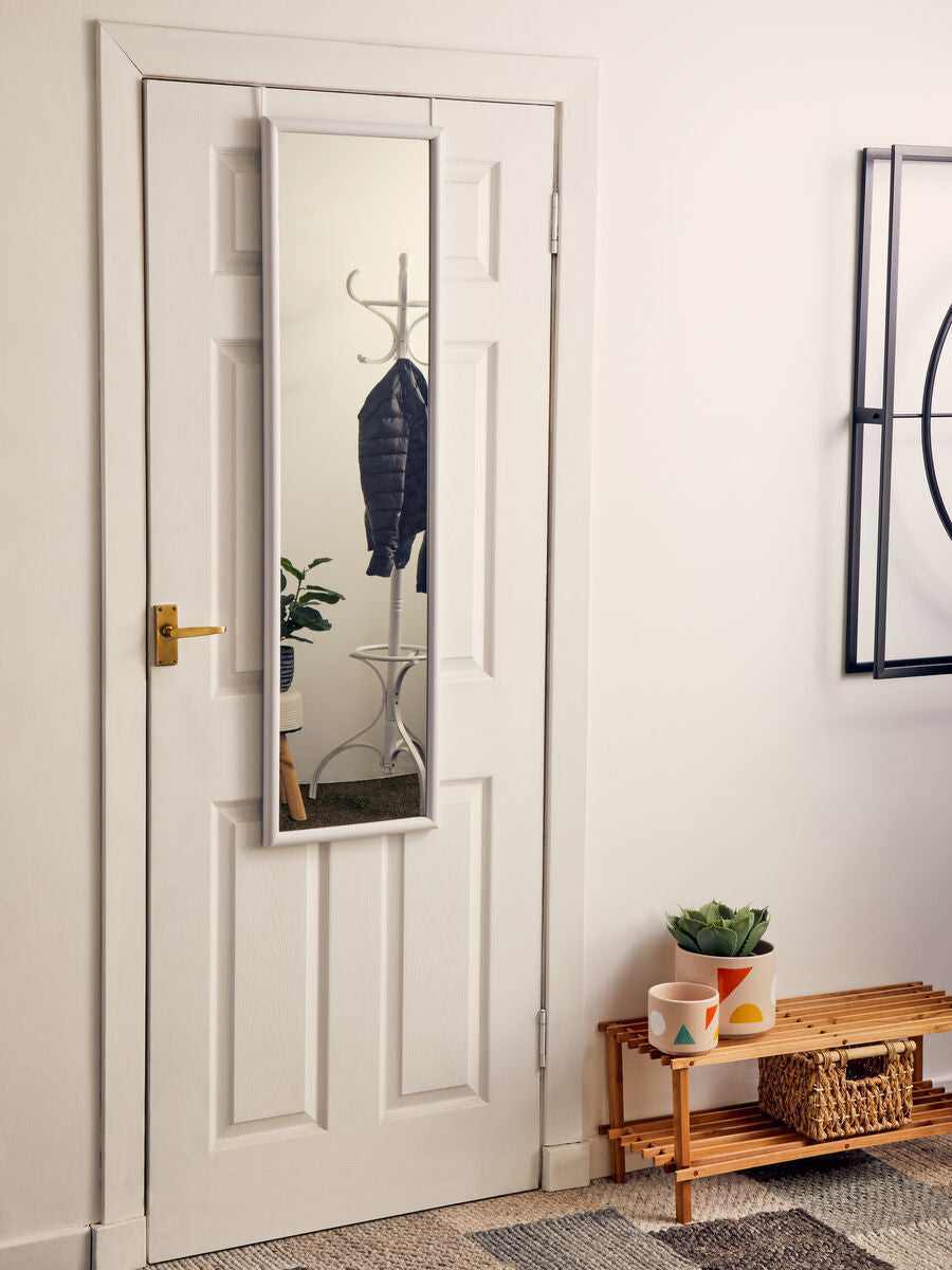 White Plastic Frame Over Door Mirror
