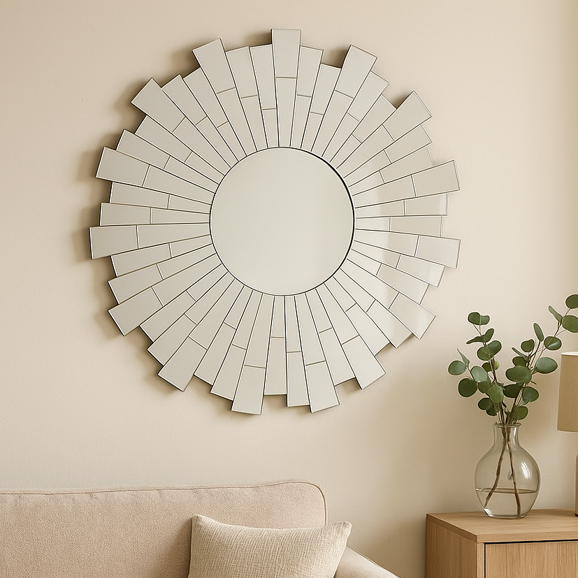 Sunburst Design Round Wall Mirror
