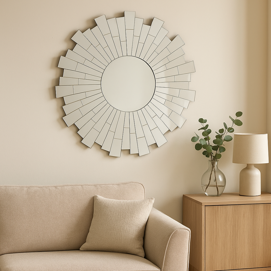 Sunburst Design Round Wall Mirror