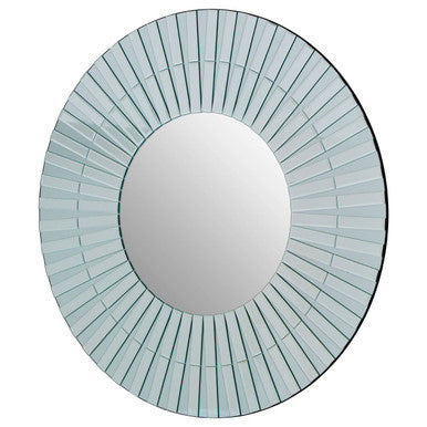 Silver Glass Wall Mirror with Fluted Frame
