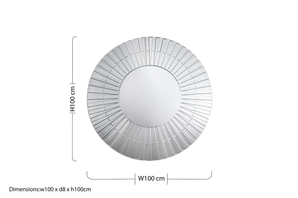 Silver Glass Wall Mirror with Fluted Frame