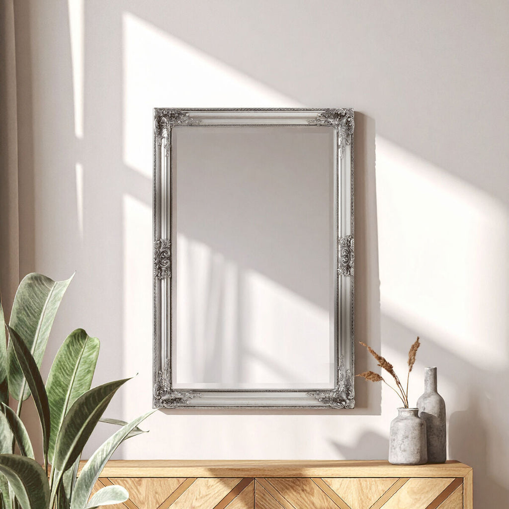 Rustic Vintage Silver Finish Wall Mirror