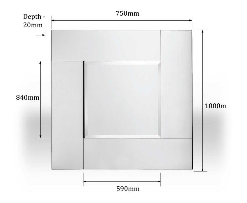 Bevelled Silver Square Wall Mirror