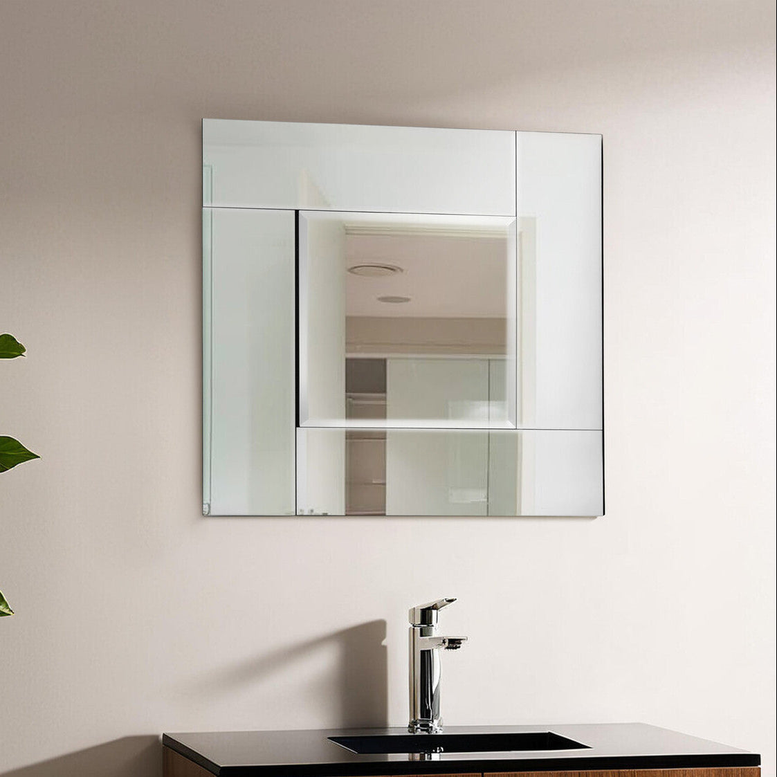 Bevelled Silver Square Wall Mirror
