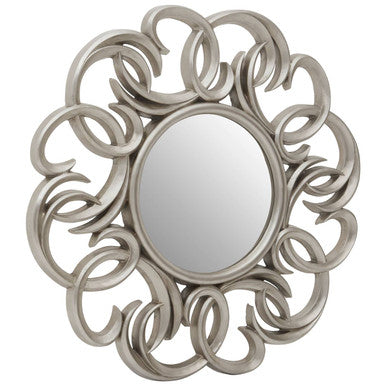 Silver Finish Swirl Round Wall Mirror