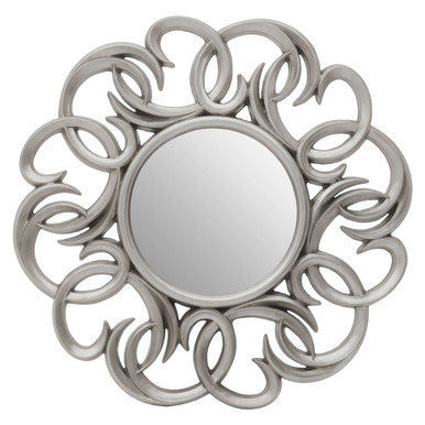 Silver Finish Swirl Round Wall Mirror