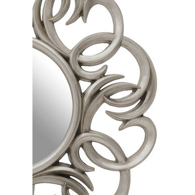 Silver Finish Swirl Round Wall Mirror