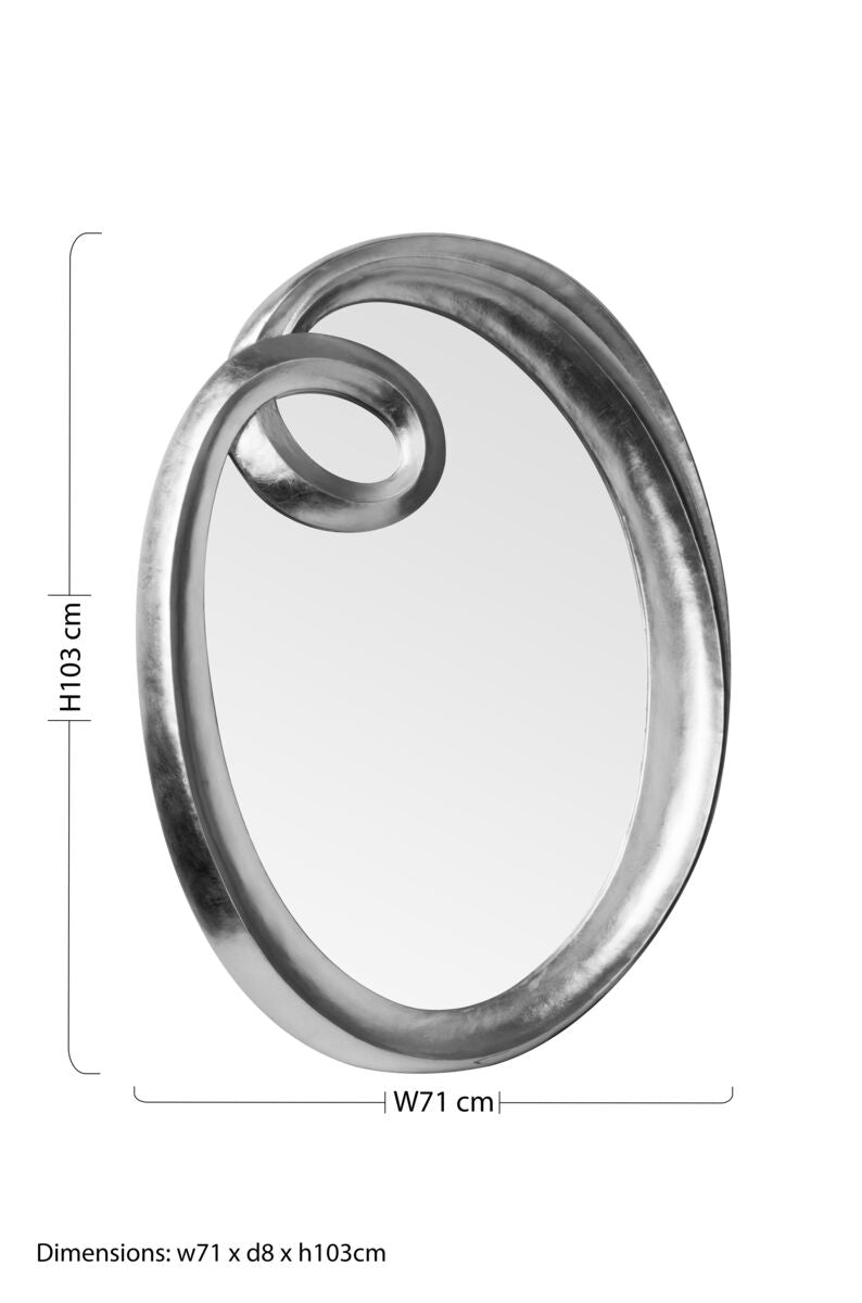 Swirl Design Silver Wall Mirror