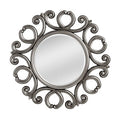 Silver Finish Baroque Round Wall Mirror