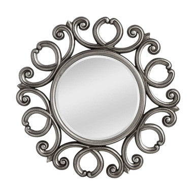 Silver Finish Baroque Round Wall Mirror